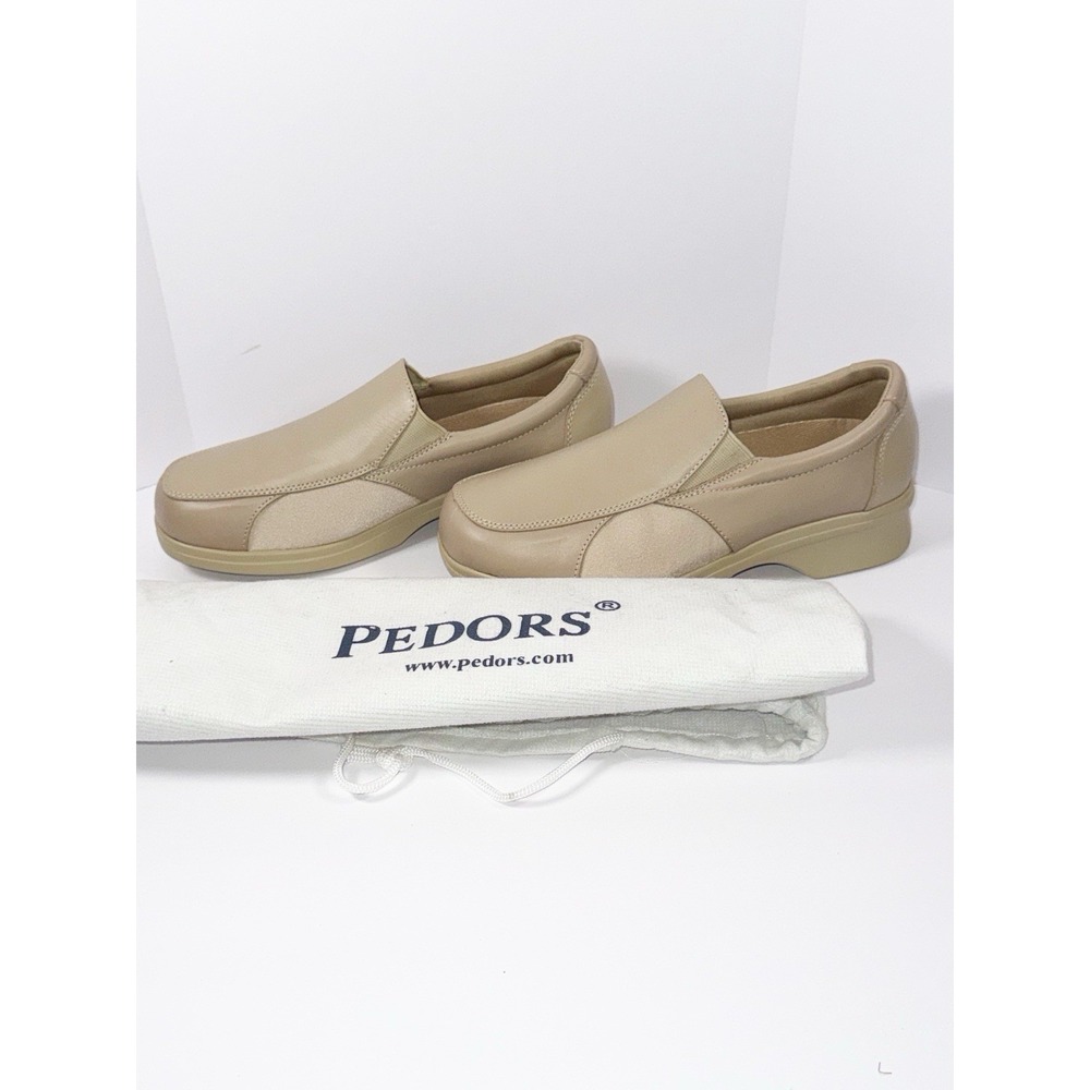 Pedors Shoes Slip On Comfort Walking 201 Beige Leather Orthopedic Cushion 8.5 - Picture 15 of 16